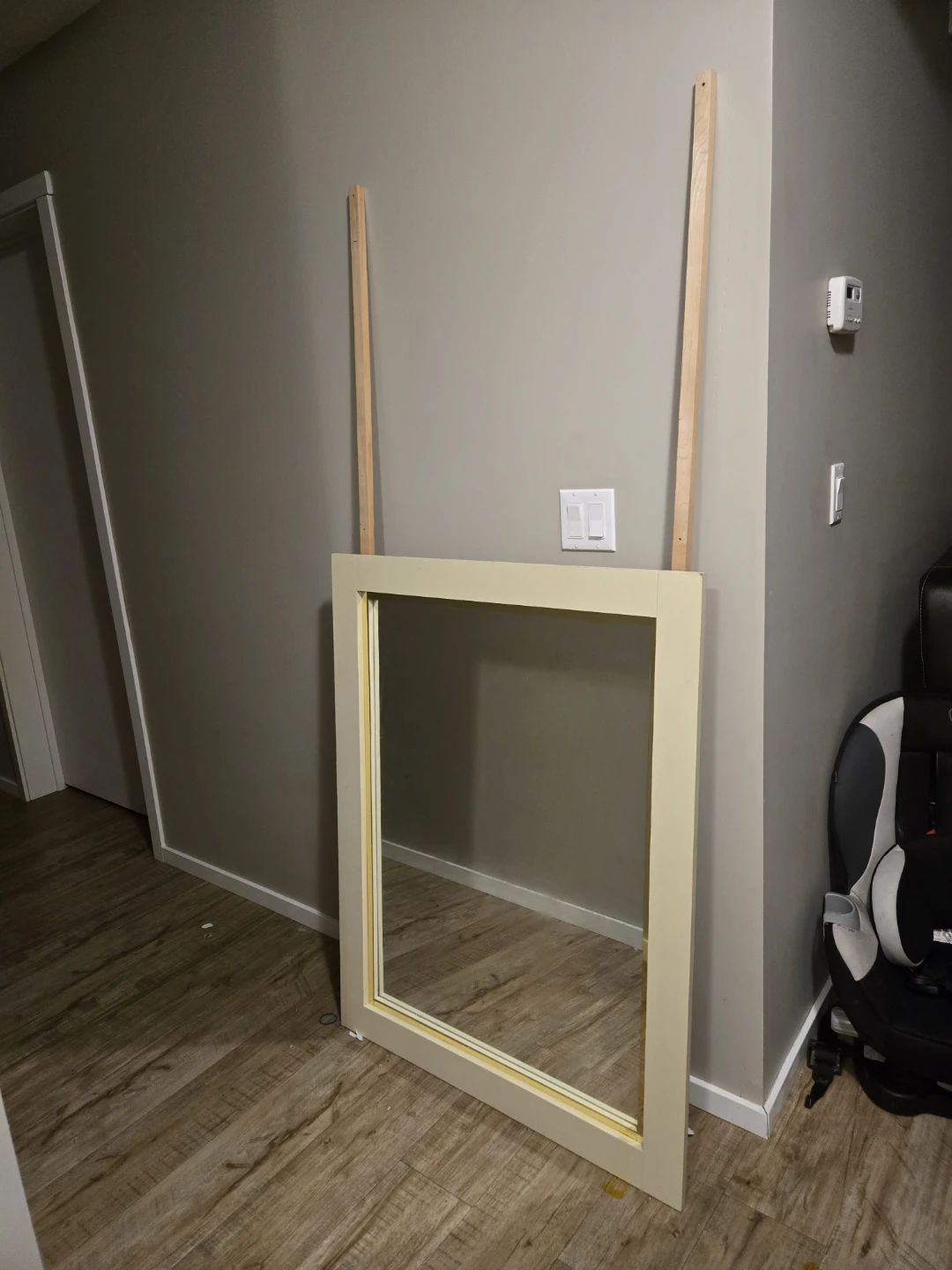 Big dresser mirror with 2 long woods for framing to any dresser