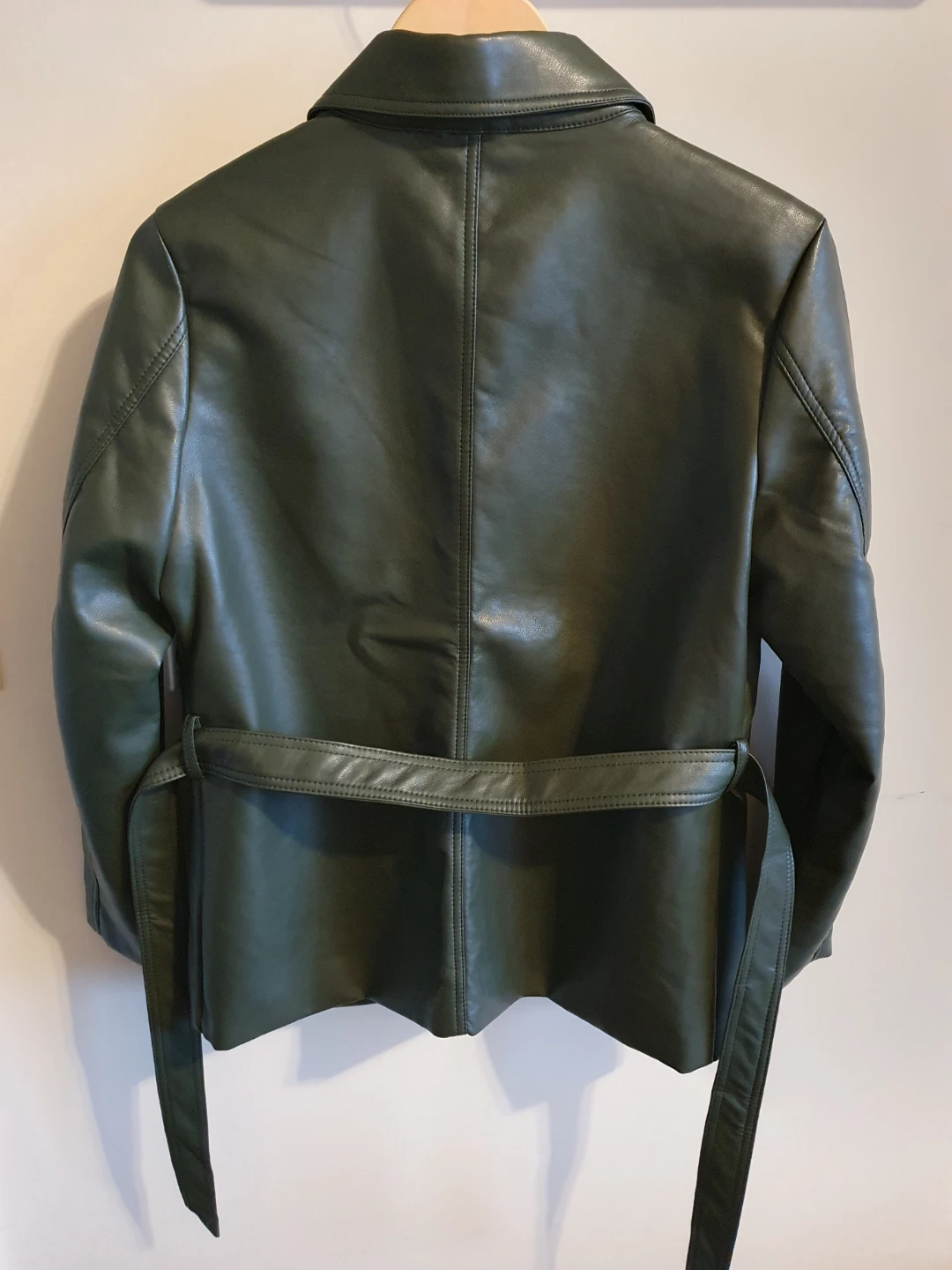 Faux Leather Belted Jacket - Green🥕 - photo 2