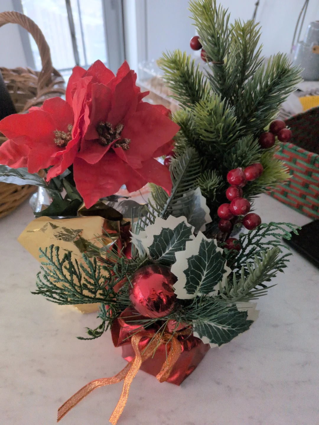 3 small Christmas arrangements