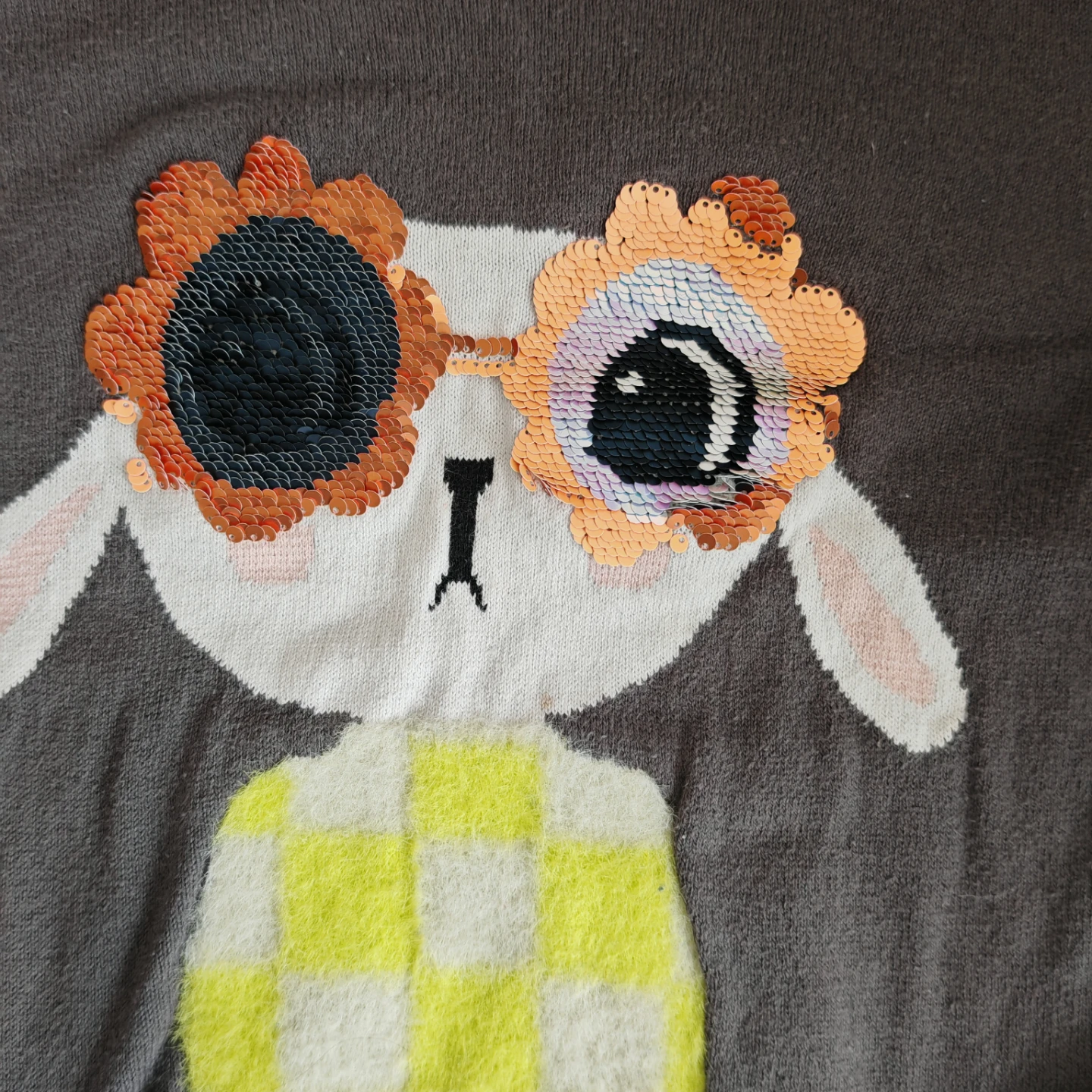 H&M Girls' Grey Bunny Sequin Sunglasses Sweater - photo 5