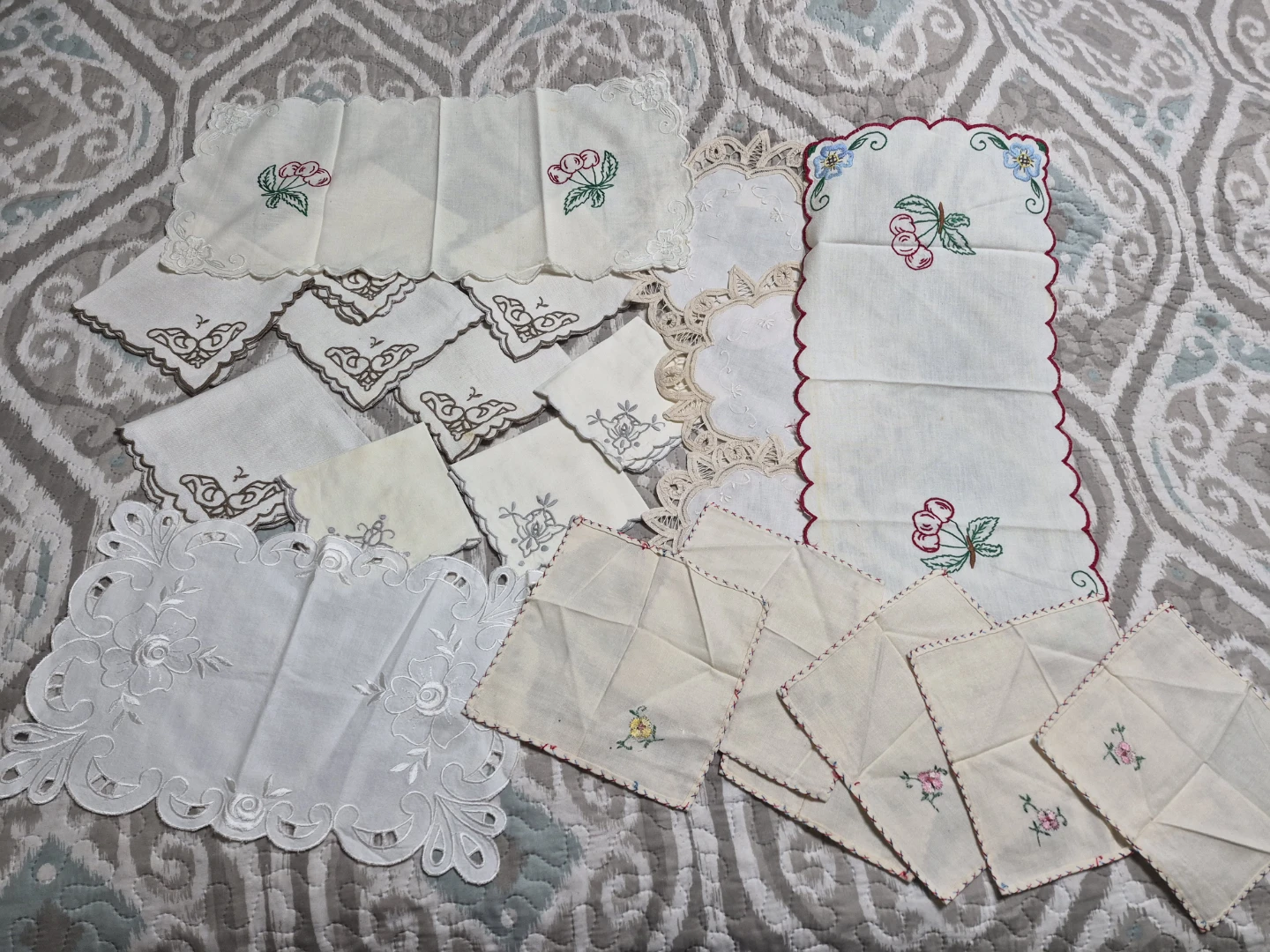 Mix Misc Lot of 21 Vintage Handmade Crosstitch Needlpoint Etc.