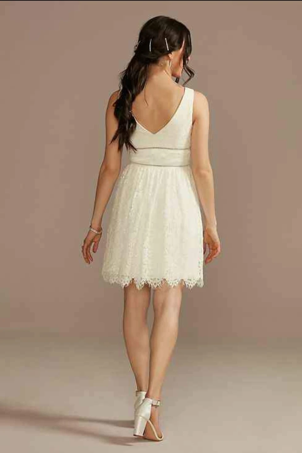New V-Neck Lace Short Sheath Party Dress | David's Bridal - photo 3