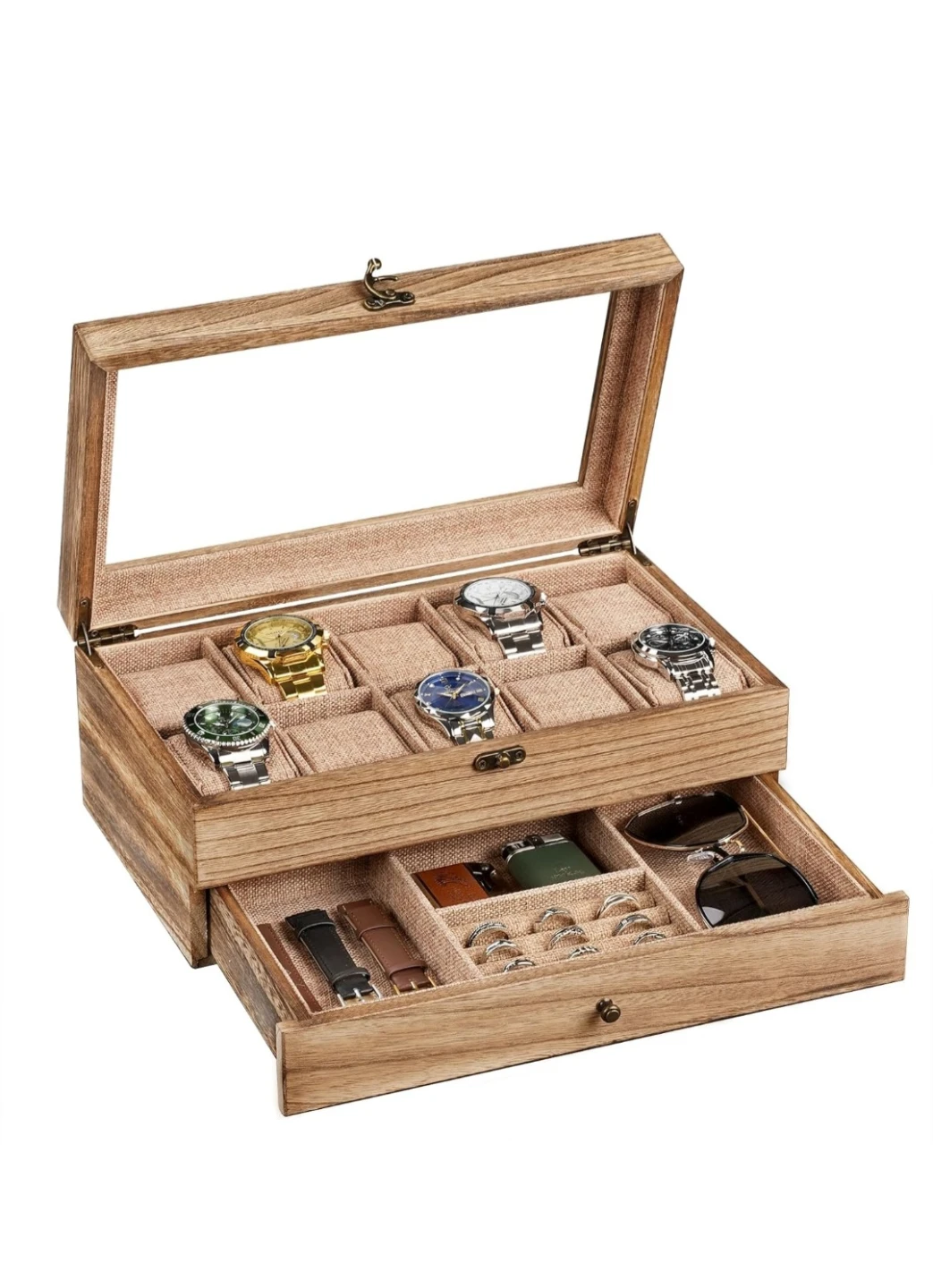 Wooden Watch Box with Drawer