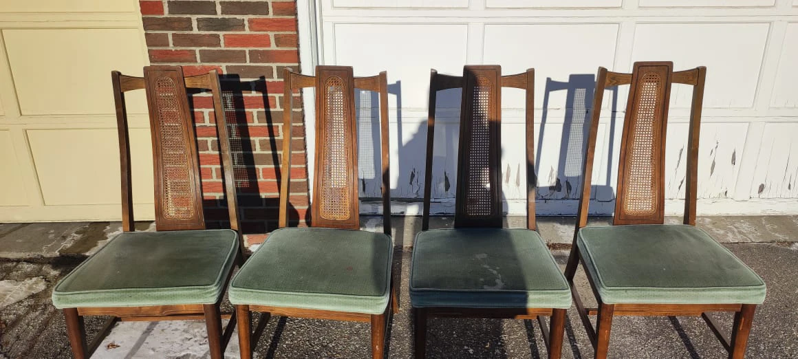 Vintage Cane Back Dining Chairs - Set of 4