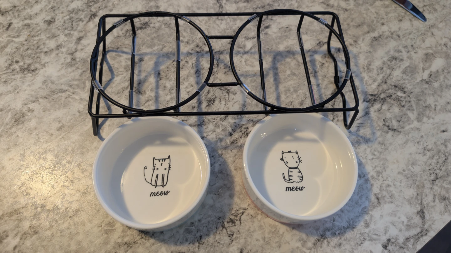 Ceramic Cat Food Bowls with Stand - photo 3