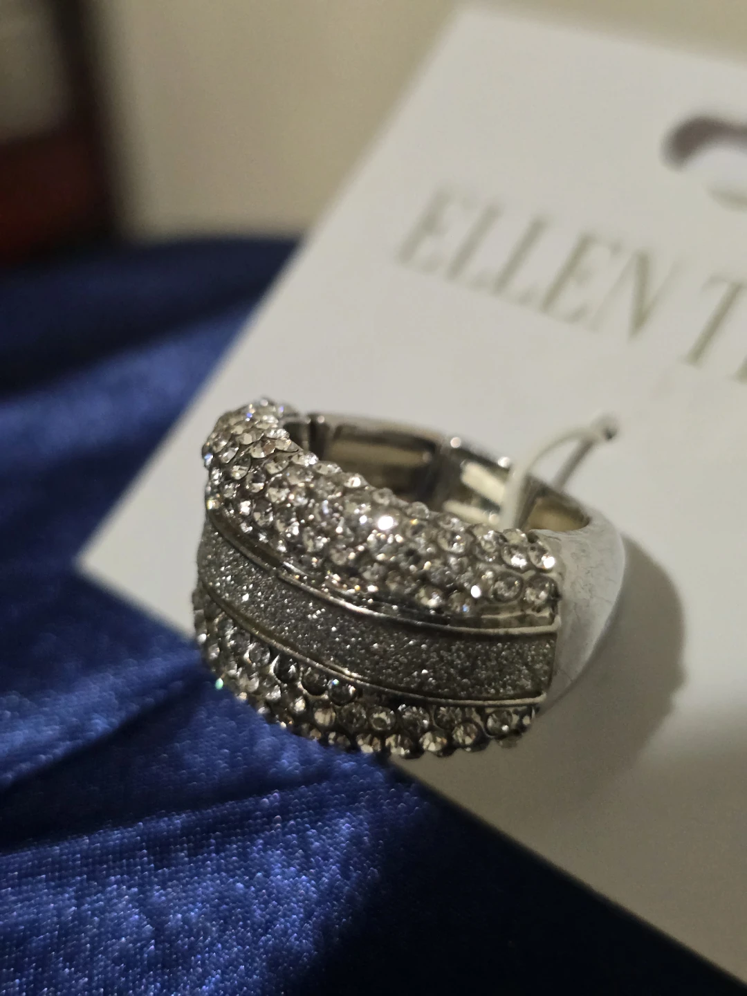 Ellen Tracy Silver Tone Embellished Ring