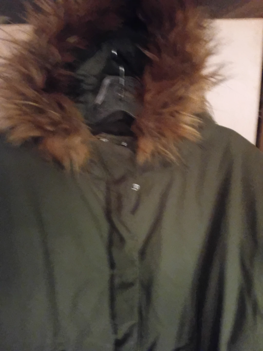 Women's Olive Green Parka Jacket with Faux Fur Hood - photo 3