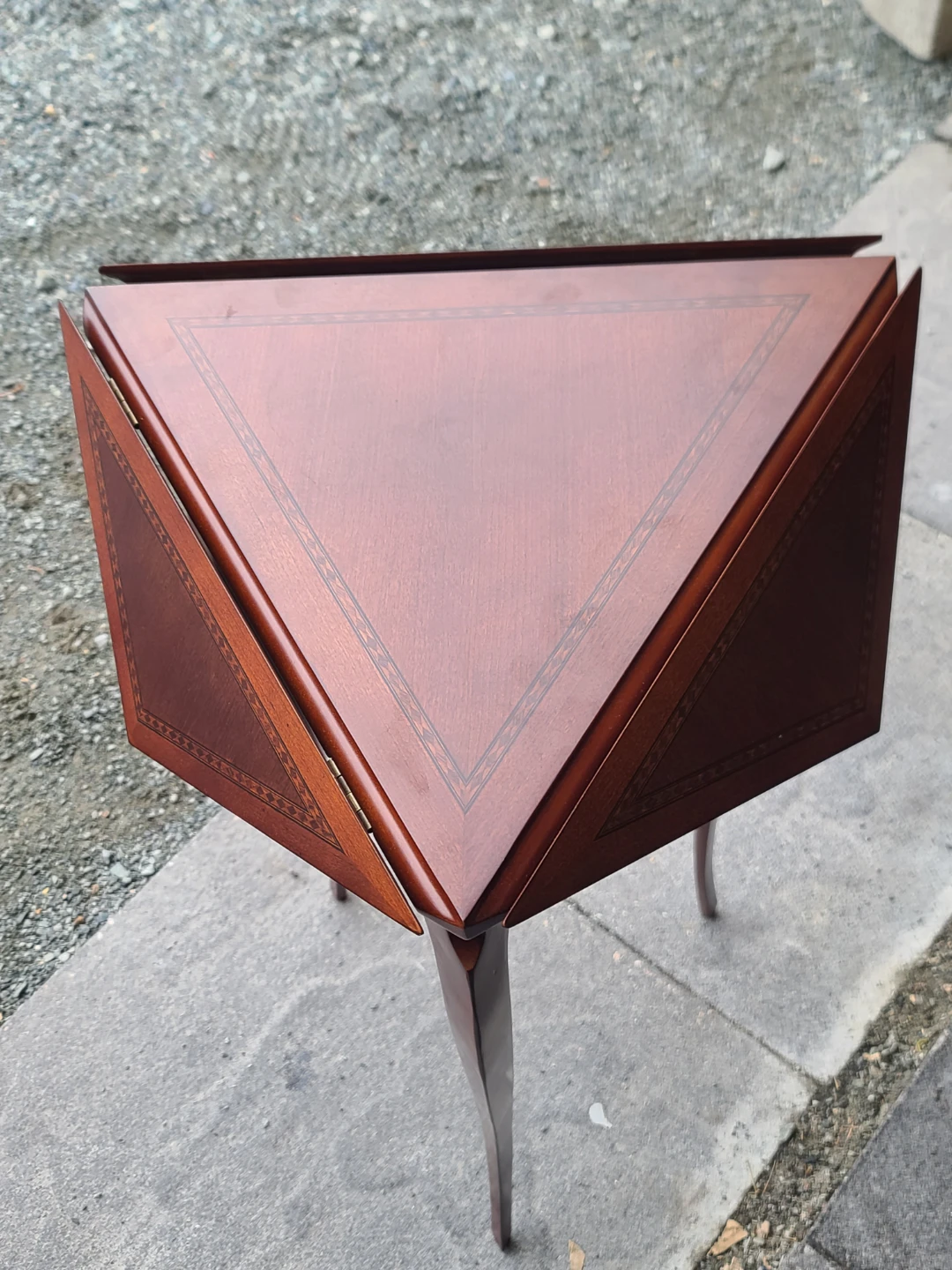 Triangular Drop Leaf Wood Table - photo 2