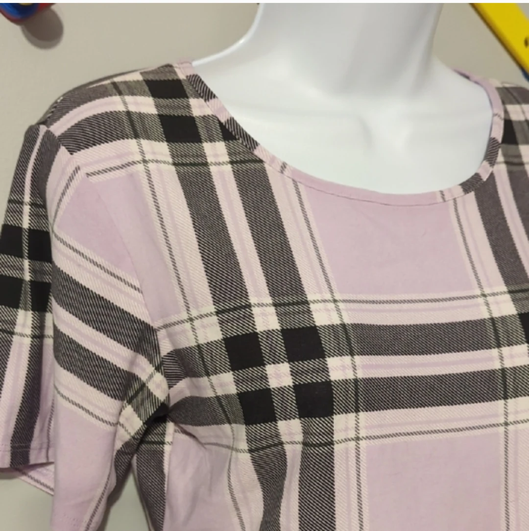 Weekend Edition Pink Plaid Cropped T-Shirt - photo 2