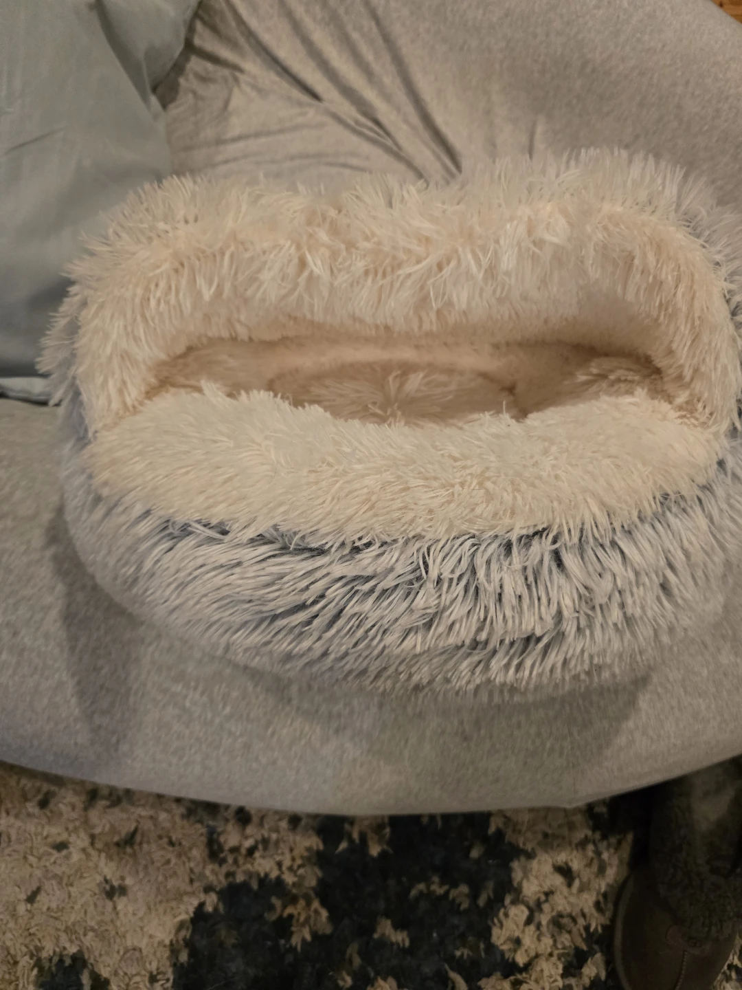 Plush Round Pet Bed like a cave.