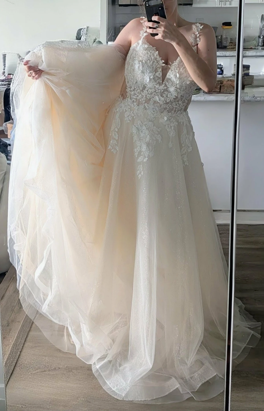 White Wedding Dress with Lace - photo 4