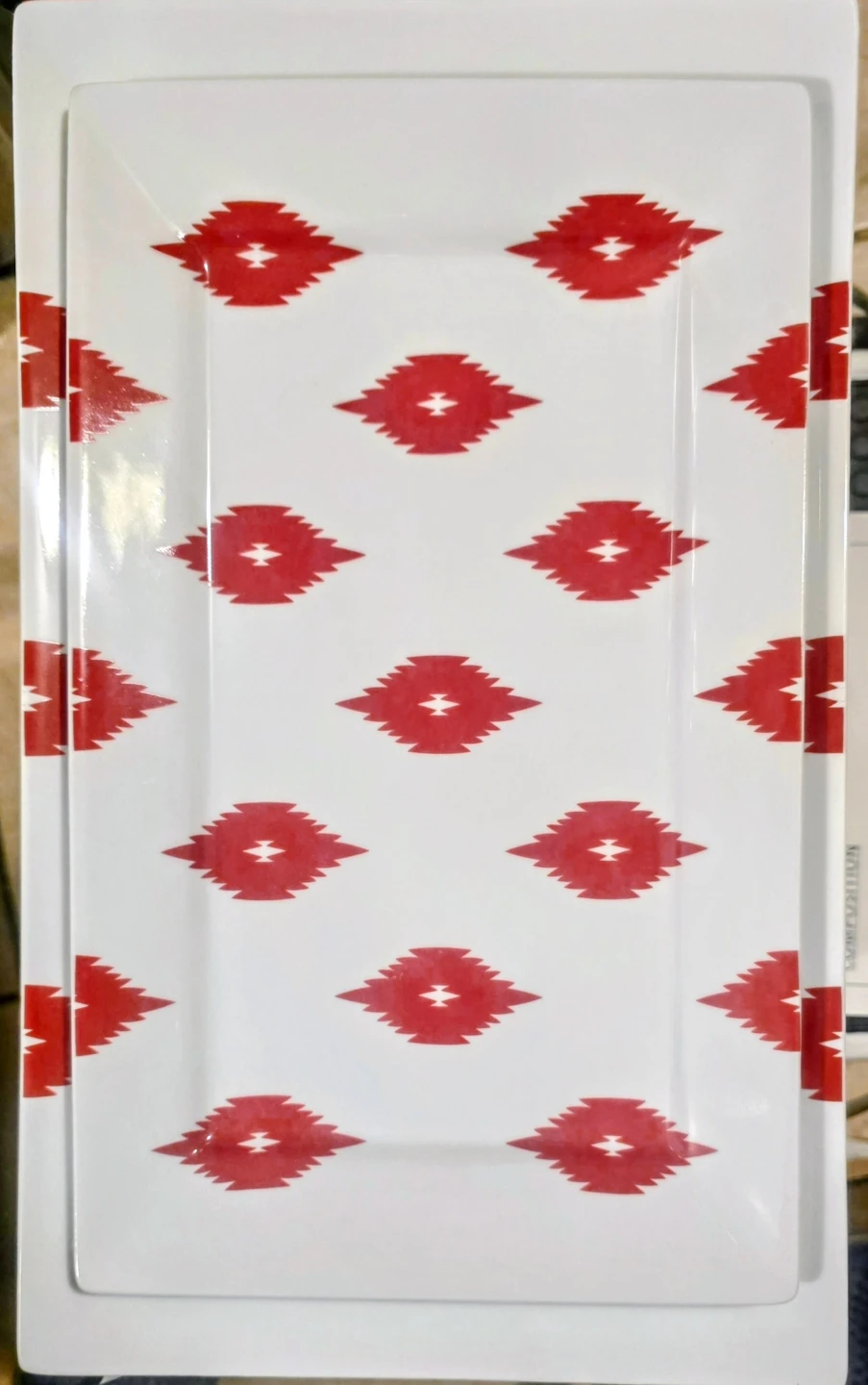 Nate Berkus Rectangular Serving Platter Red Geometric Pattern - photo 2