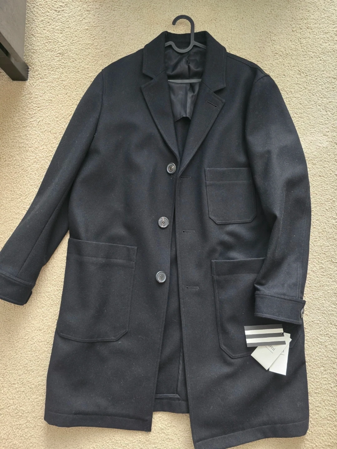 AMI Alexandre Mattiussi Wool Blend Coat Black Size 52