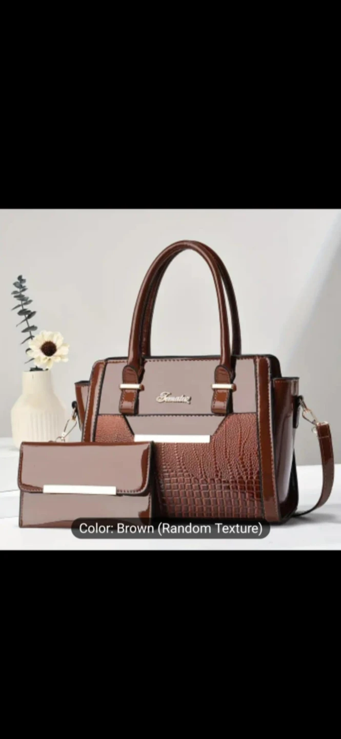 Set of 3 Handbags in Black, Brown, or Jujube Red - photo 3