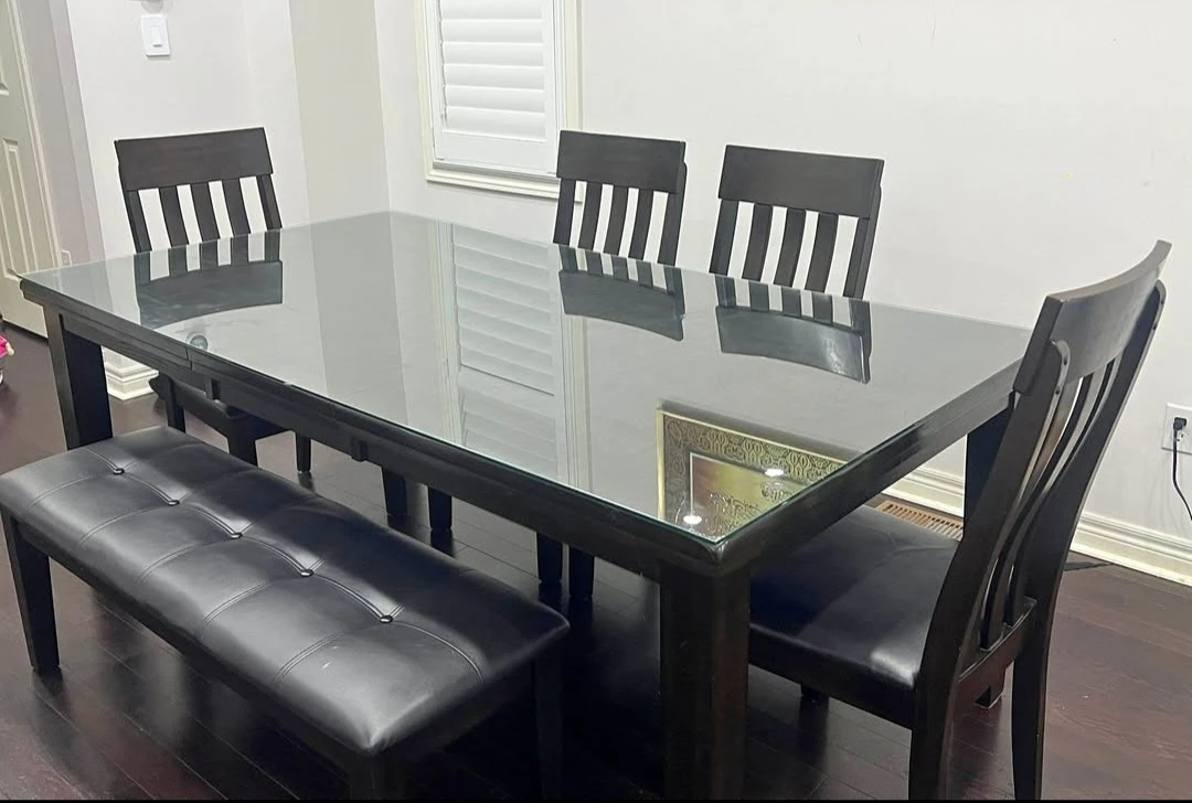 Dining Table Set with 4 Chairs and Bench