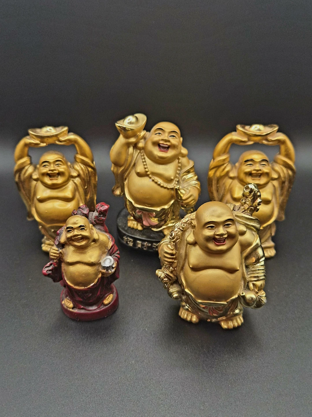 🏆 Miniature Gold Laughing Buddha Statues