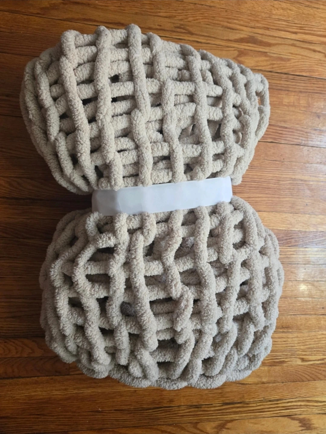 Chunky Knit Throw Blanket - Beige - photo 3