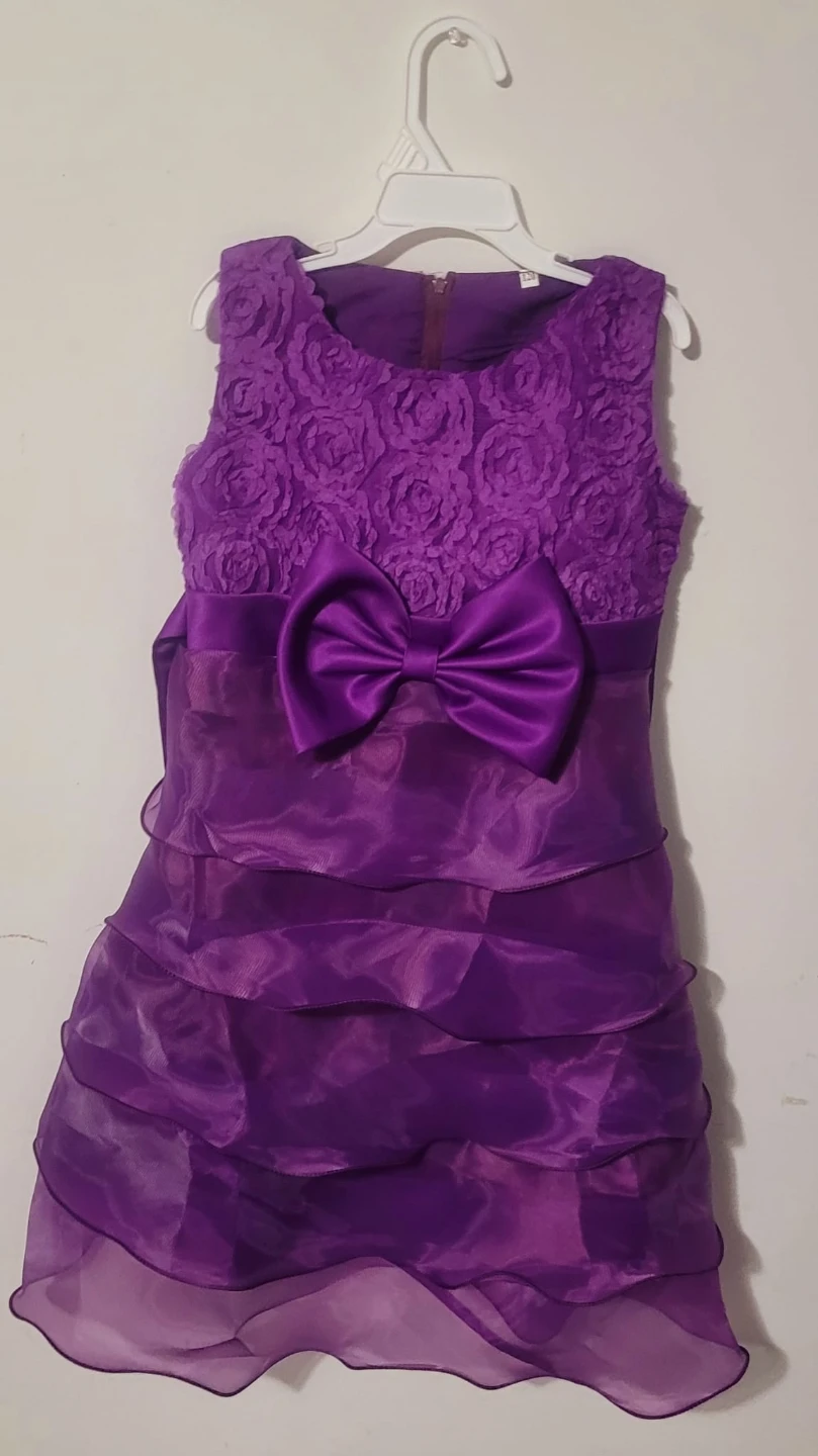 Purple Ruffle Dress with Bow - Toddler Size - photo 3