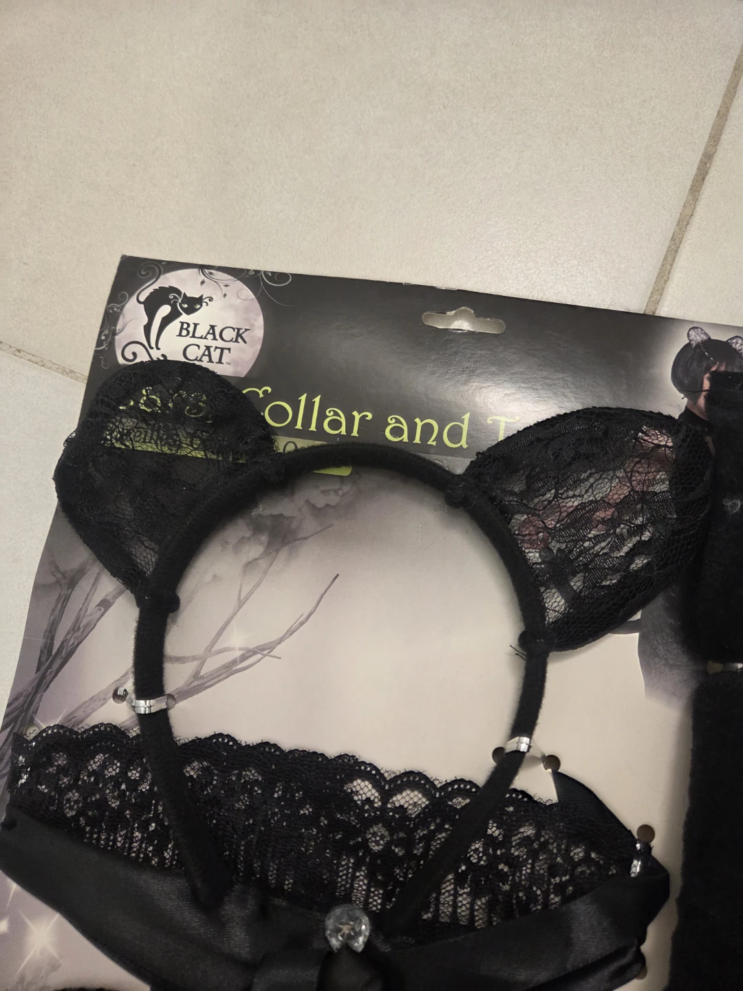 Black Cat Ears, Collar, and Tail Costume Set - photo 2