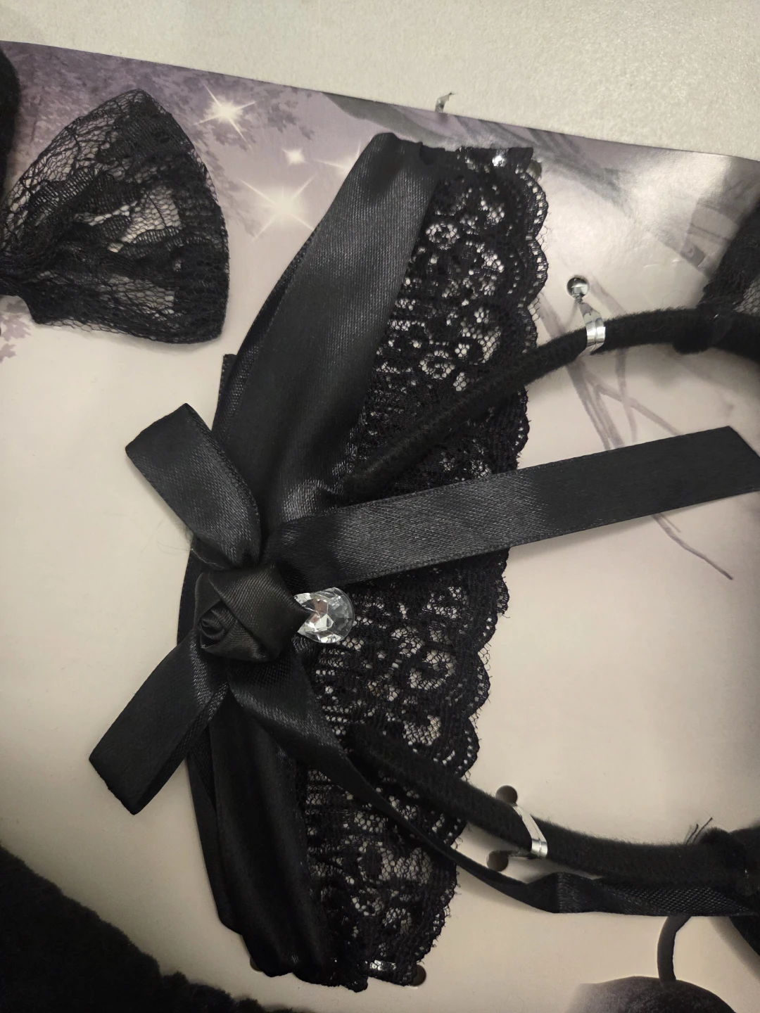 Black Cat Ears, Collar, and Tail Costume Set - photo 3
