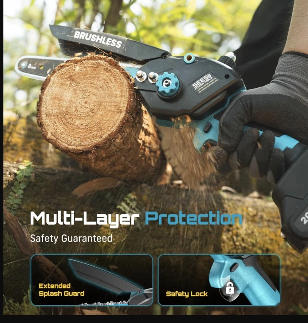 SEESII 8-inch Brushless Cordless Chainsaw with 2x 21V 4 - photo 2