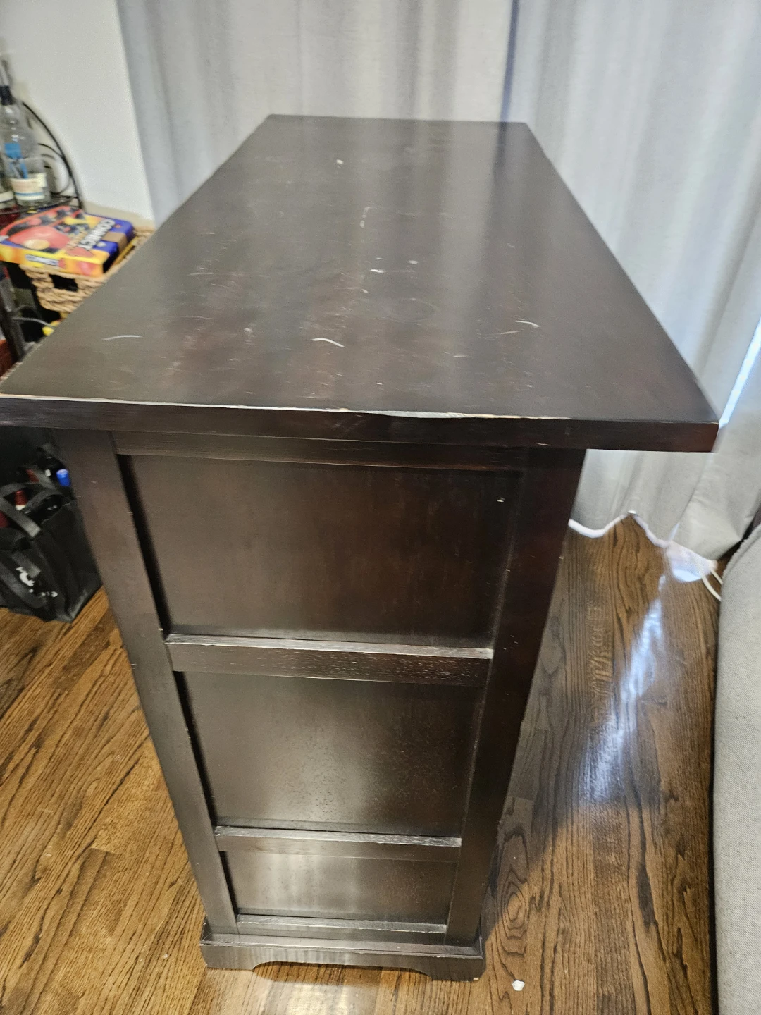 Dark Wood Wine Bar Cabinet with Glass Holders - photo 2