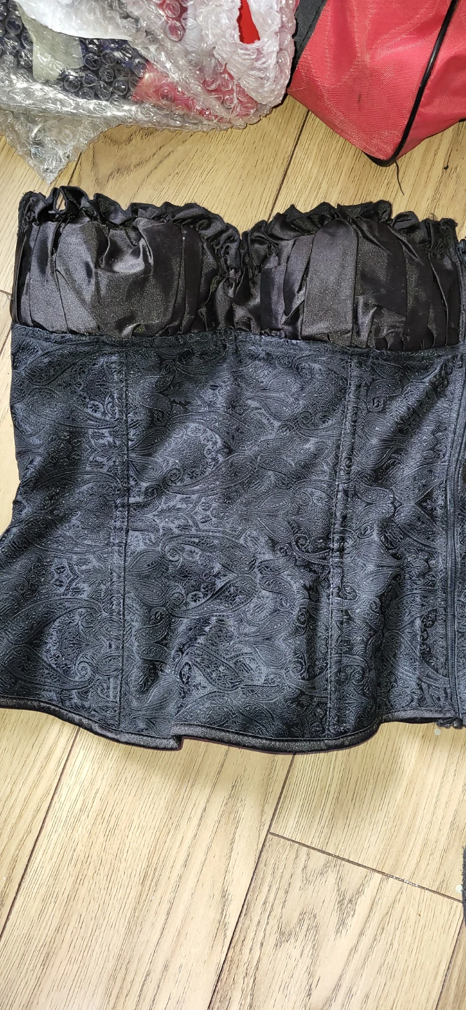 Black Brocade Corset with Lace-up Front