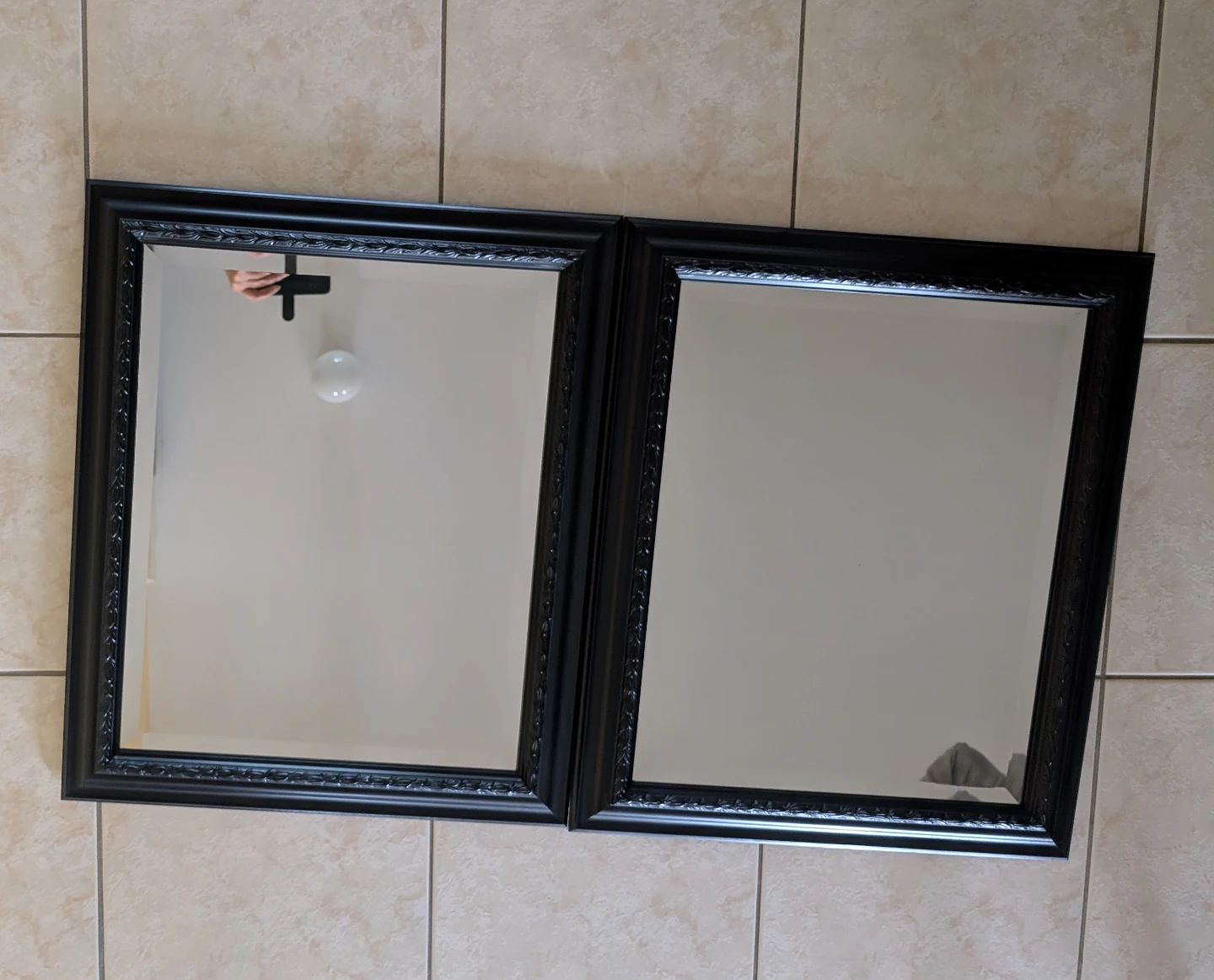 Set of 2 Black Framed Decorative Mirrors - photo 2