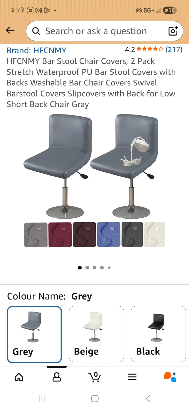 Bar Stool Covers (2 Pack) - Grey
