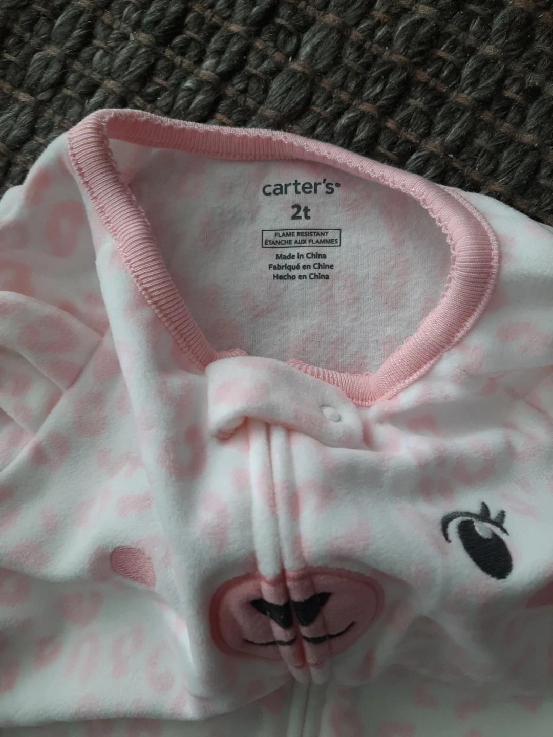 BNWT Carter's 2T Pink Bear Footed Pajamas - photo 3