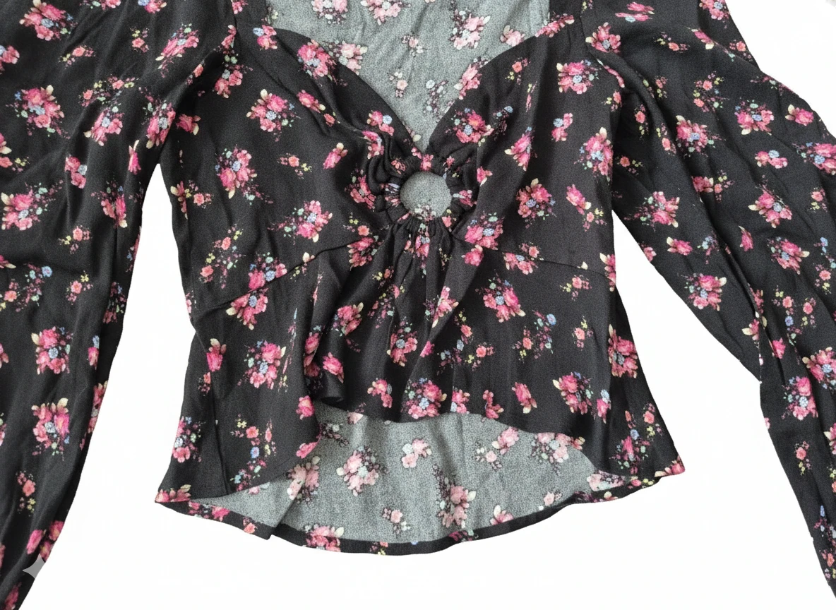 Afrm Womens Floral Plunge Blouse Long Sleeve 🏆 - photo 3