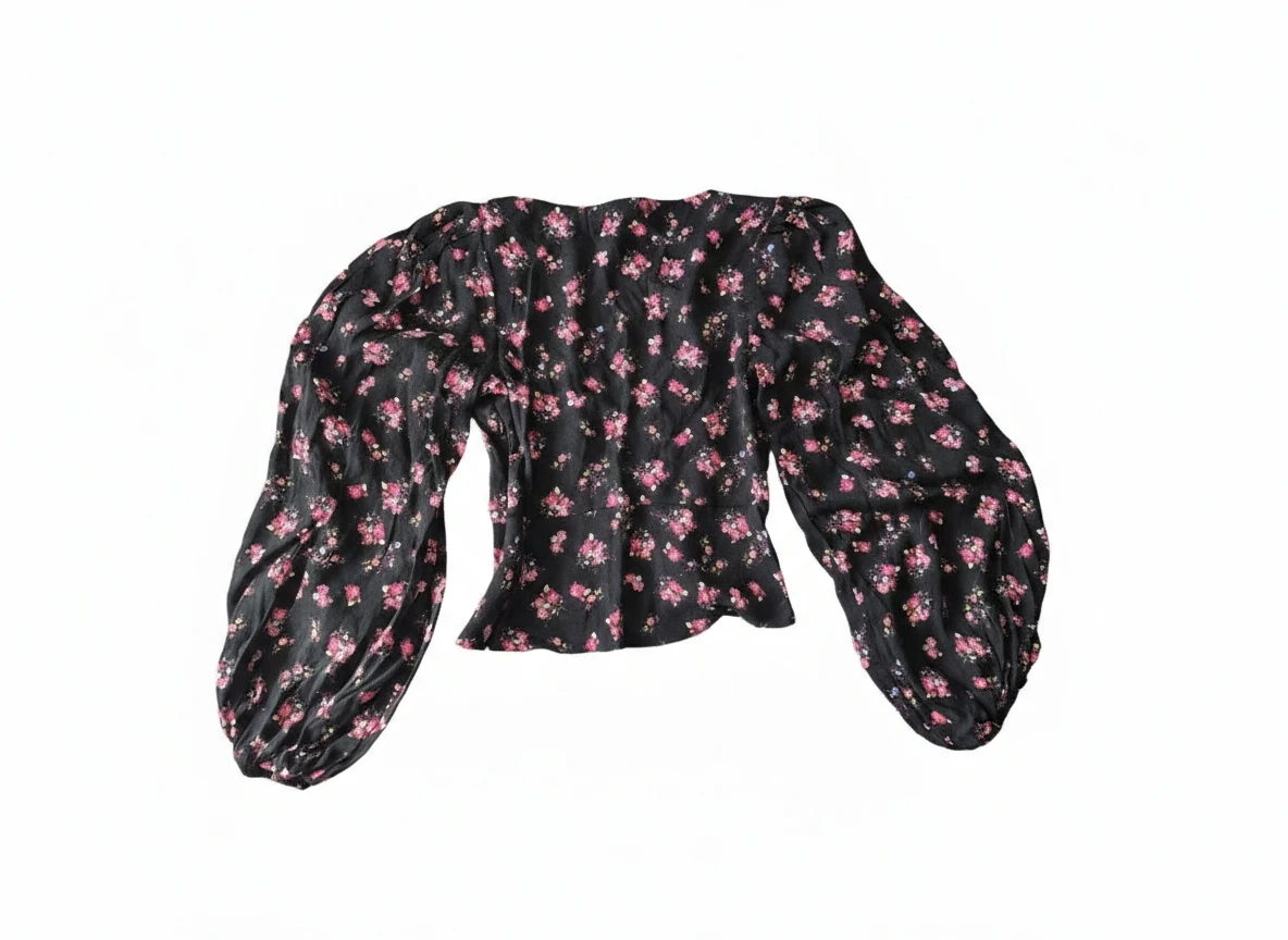 Afrm Womens Floral Plunge Blouse Long Sleeve 🏆 - photo 5