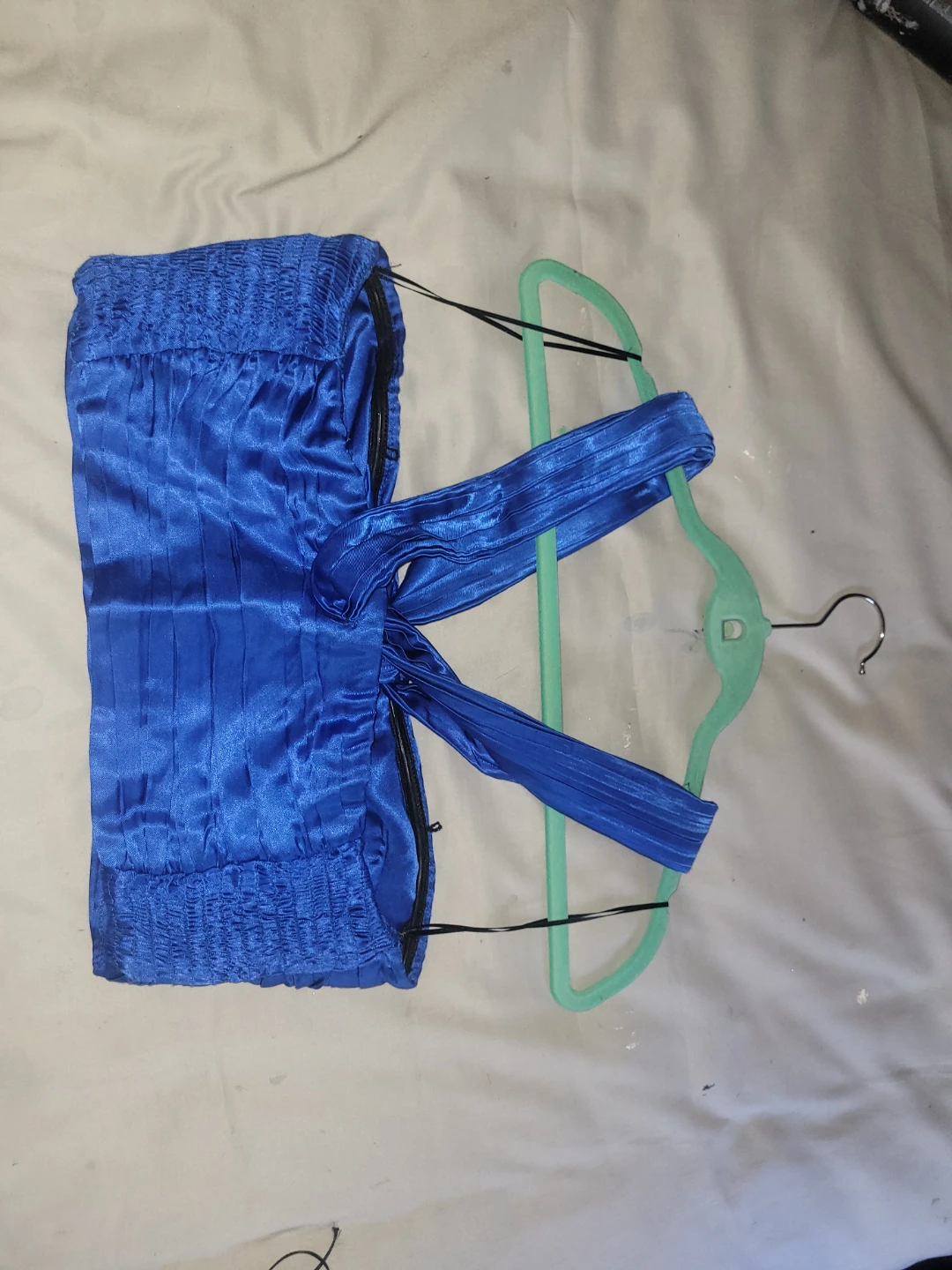 Zara Blue Satin Bow Halter Top - Size L - photo 2