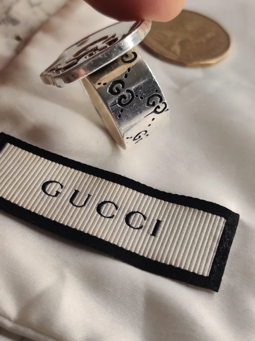 Size 6- authentic Gucci 925  Sterling Silver Ring - photo 2