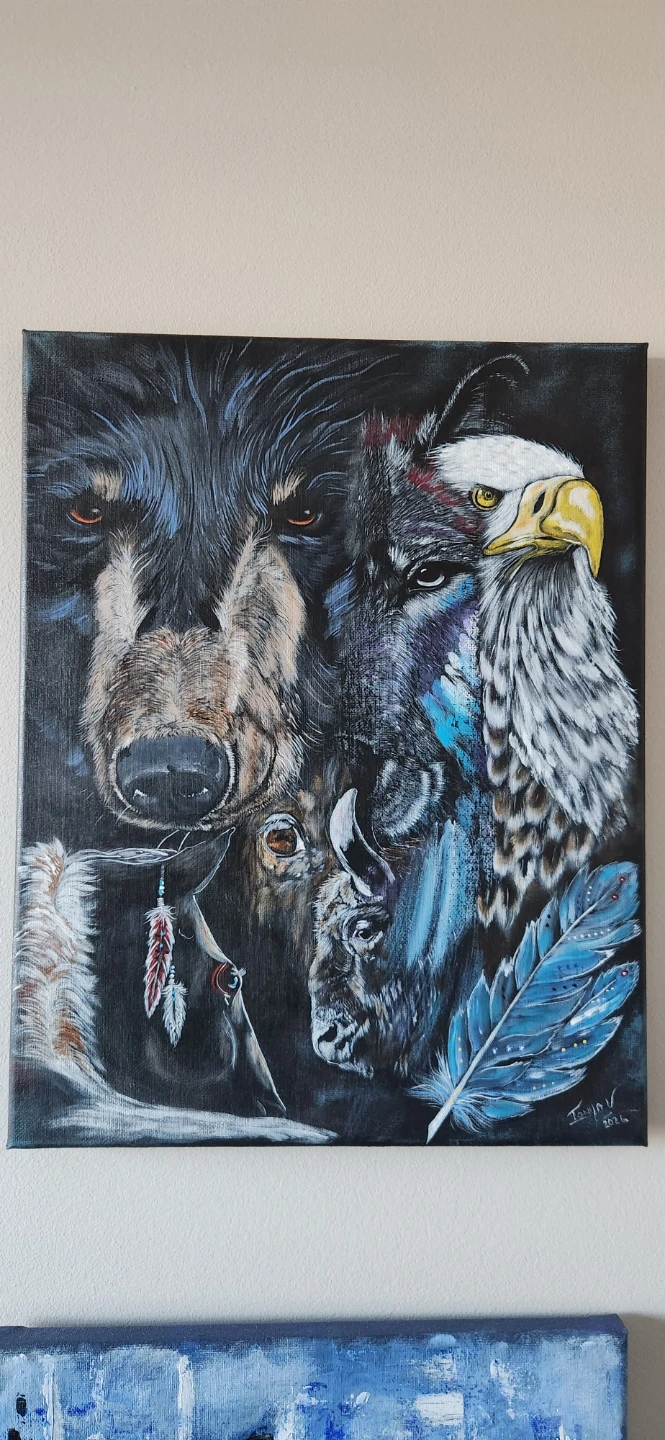 Bear,Wolf, Eagel,Horse , Buffalo art on canvas