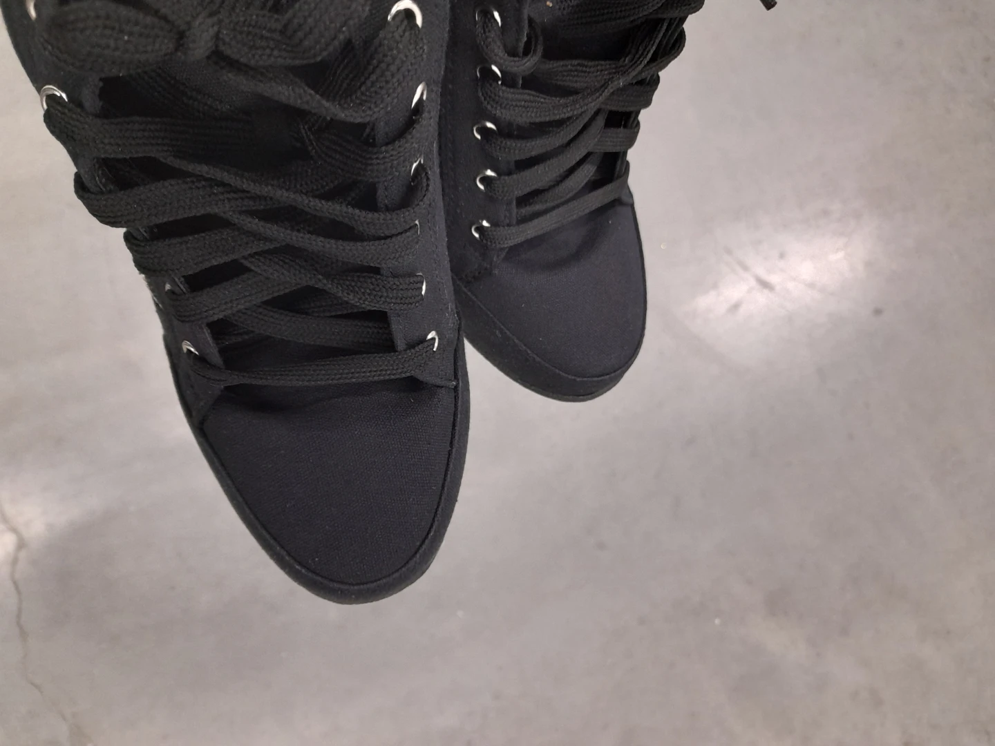 Black Canvas High-Top Wedge Sneakers 8.5-9