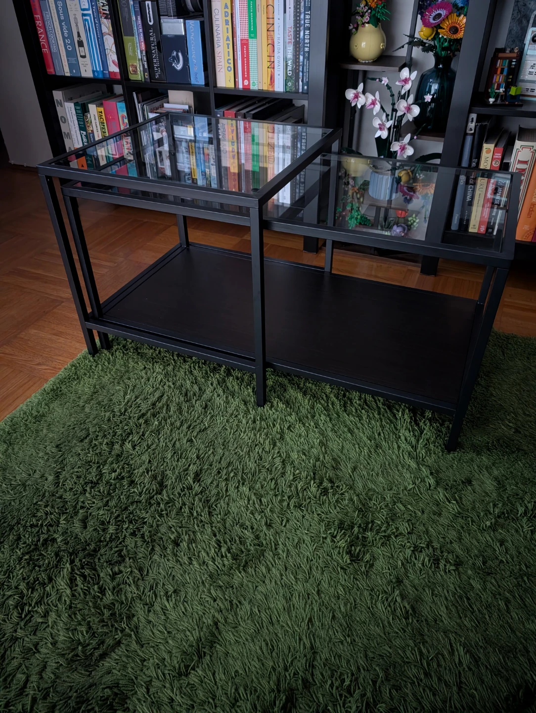 IKEA VITTSJÖ Nesting Coffee Table with Glass Tops