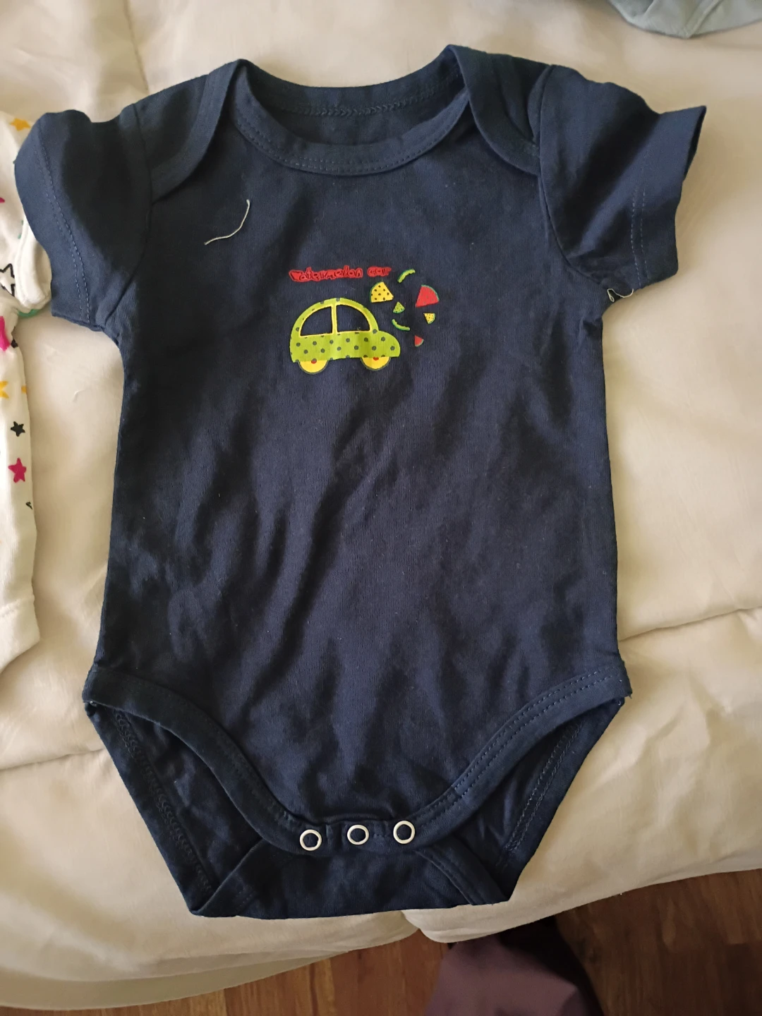 Baby Bodysuit Navy "watermelon car" Graphic