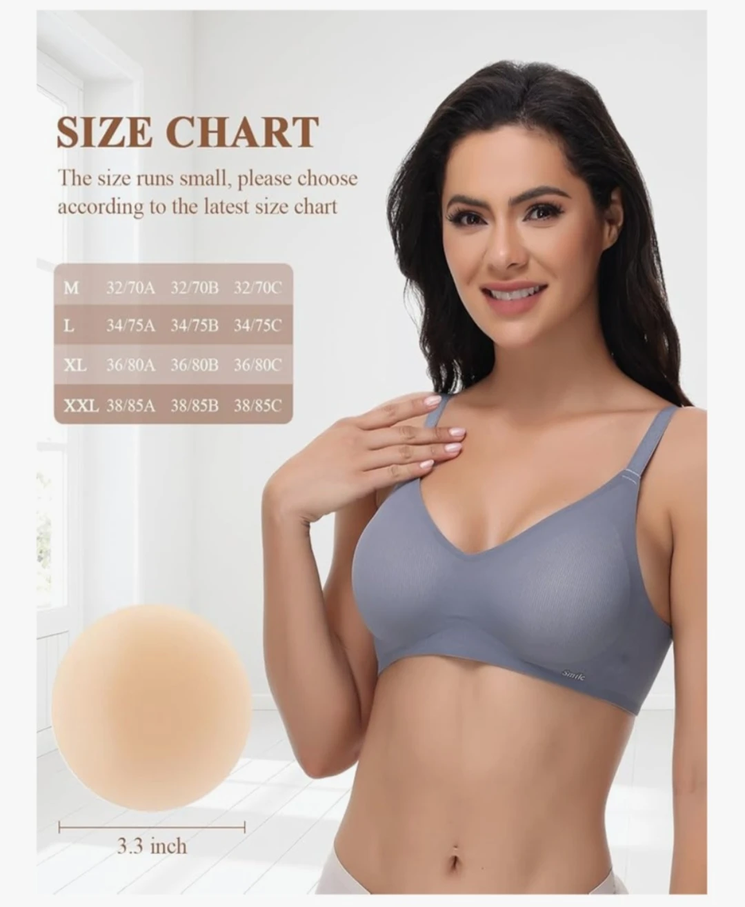 Wireless Seamless Bra for Women w/ 2 Nipple Covers...Black - photo 4