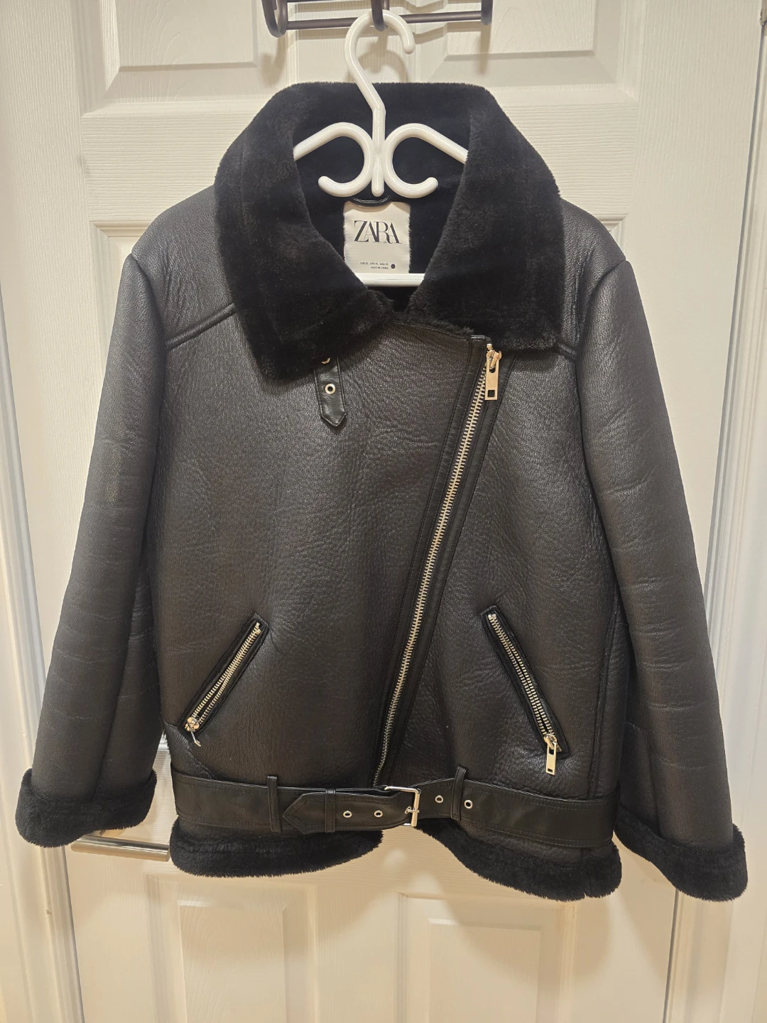 ZARA Black Faux Leather Biker Jacket - photo 3