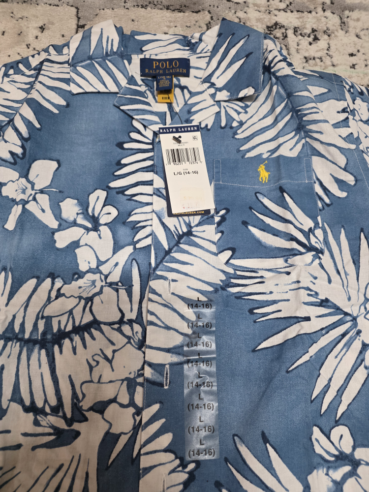 Polo Ralph Lauren Blue Floral Shirt Size L (14-16) - photo 3