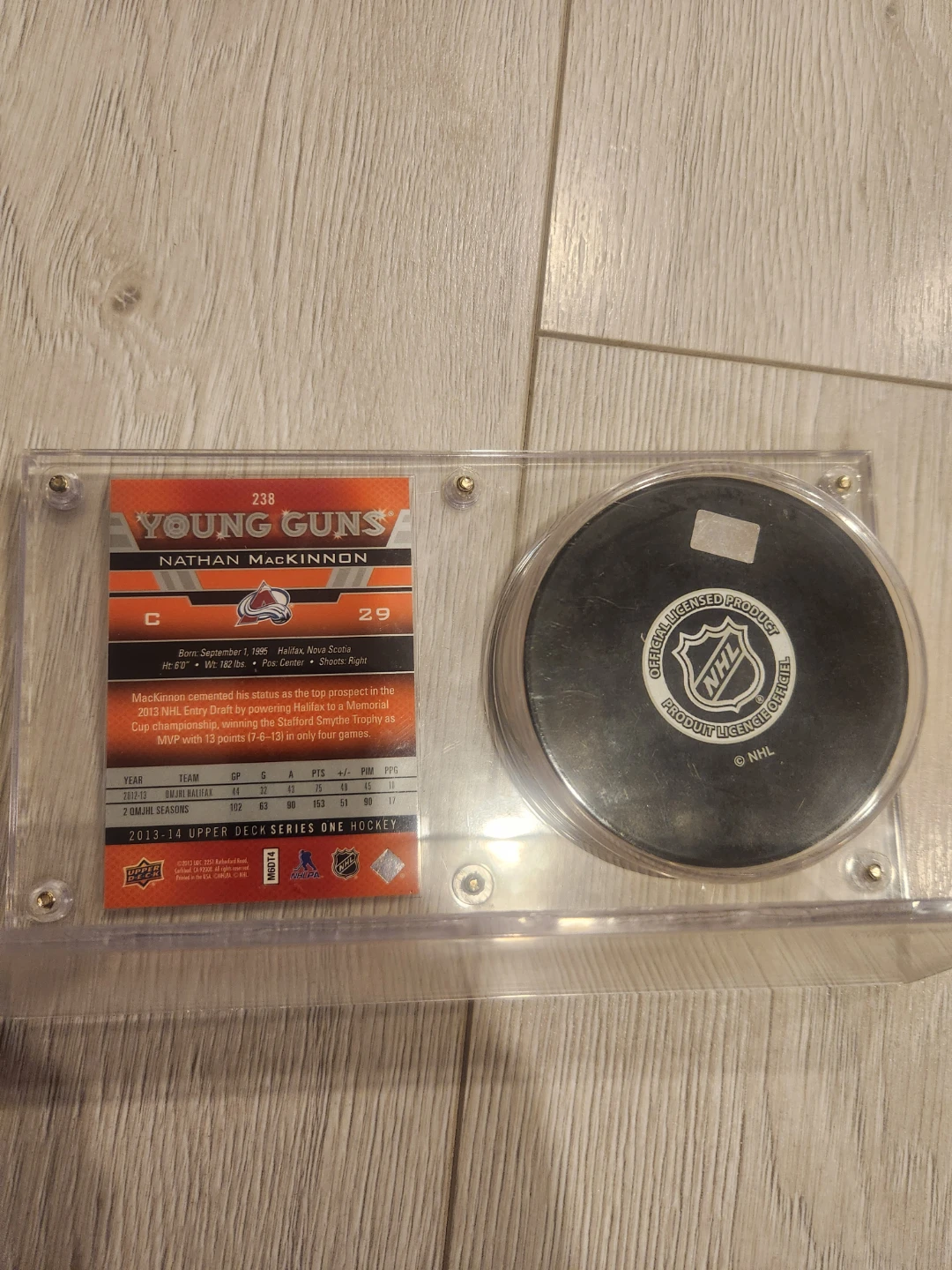 Nathan MacKinnon Young Guns Hockey Puck and Card - photo 2