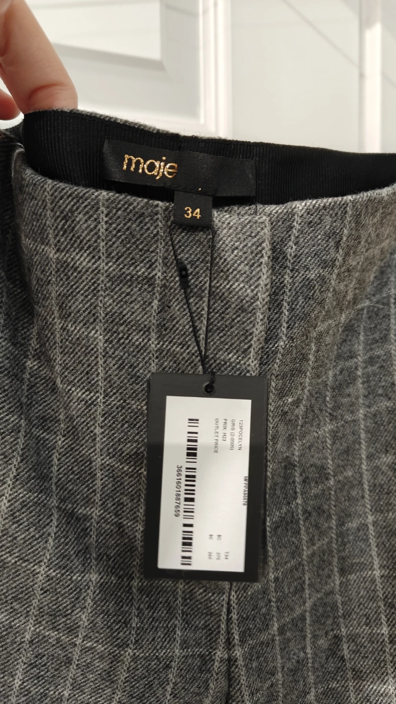 Maje Flared Trousers Size 34 Grey Plaid - photo 2