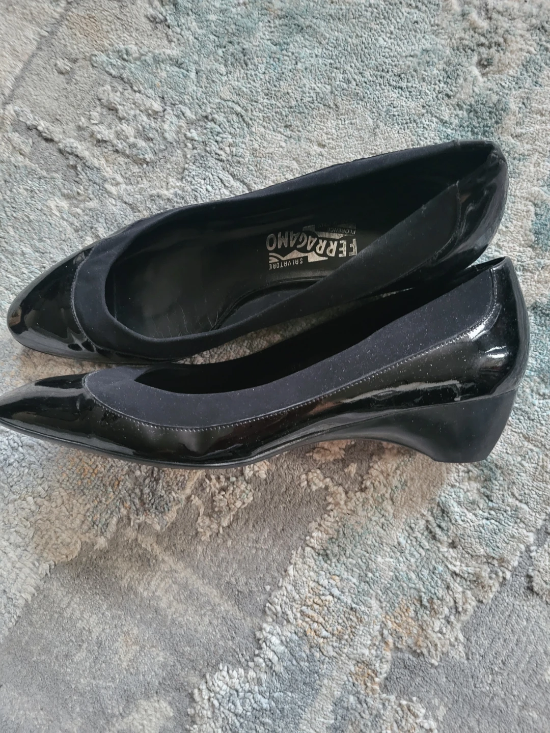 Salvatore Ferragamo Black Wedge Heels
