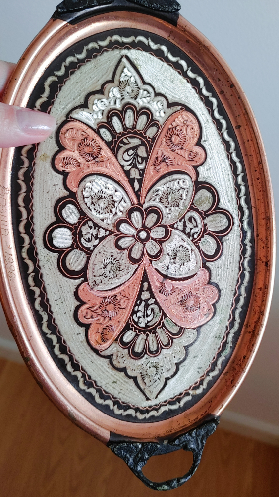 Copper Decorative Tray with Handles - photo 3