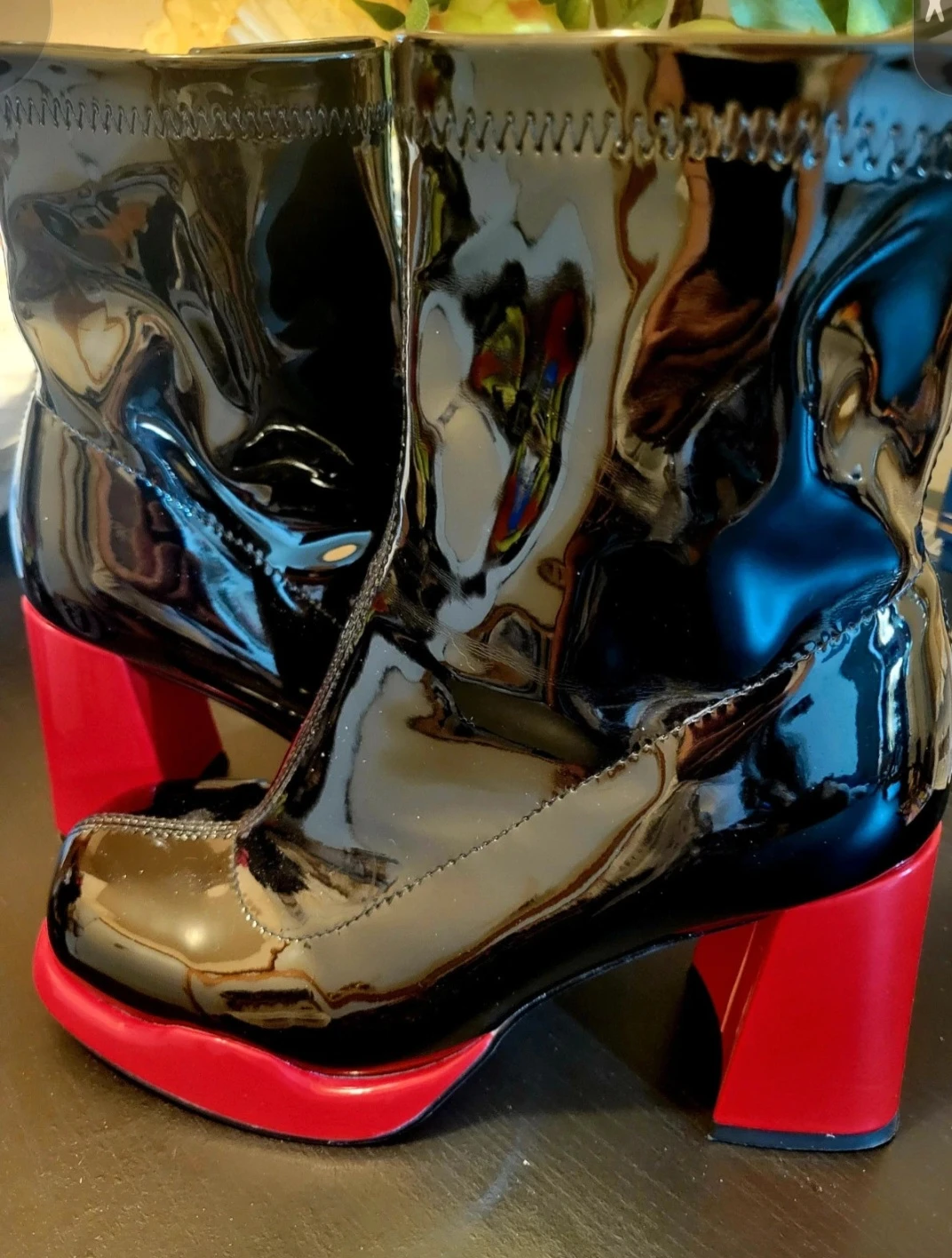 Black Patent Chunky Heel Boots - photo 5
