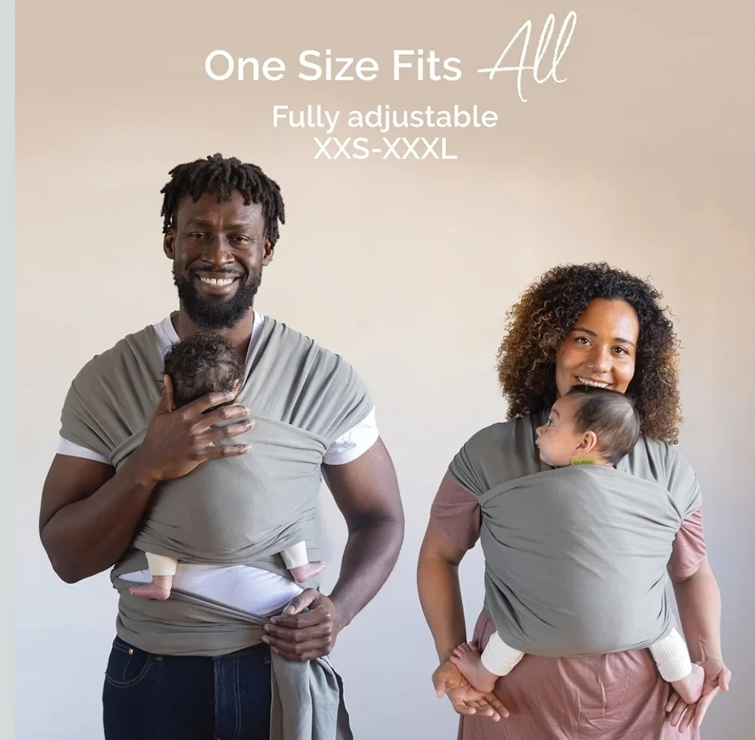 Boba Baby Wrap Carrier – Original Soft Stretch Sling | Grey - photo 4