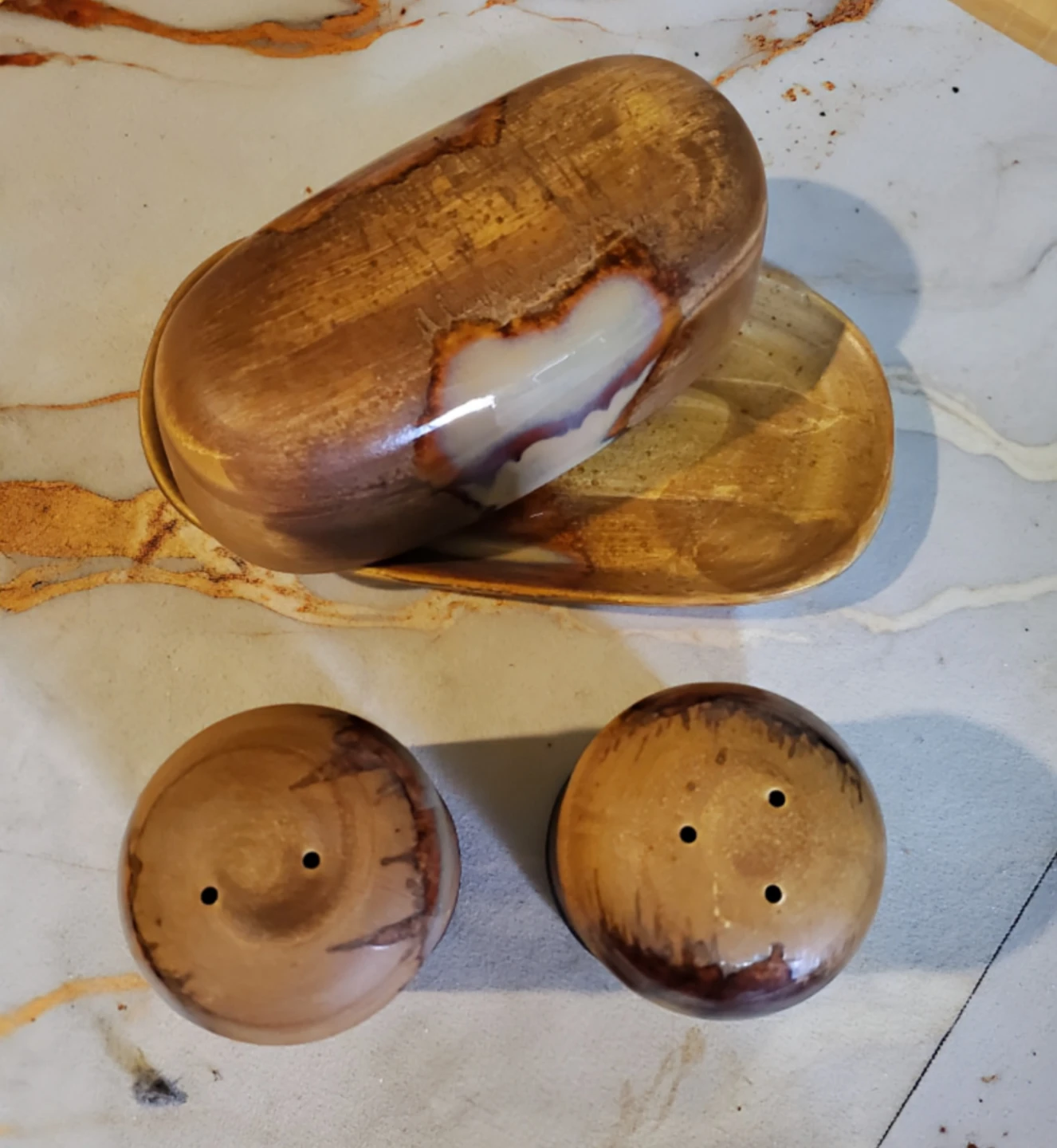Sango Splash Salt and Pepper Shakers with Butter Dish