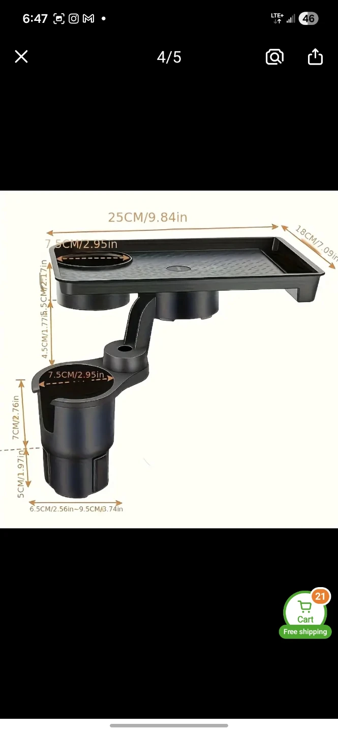 Adjustable Car Cup Holder with Tray - photo 2