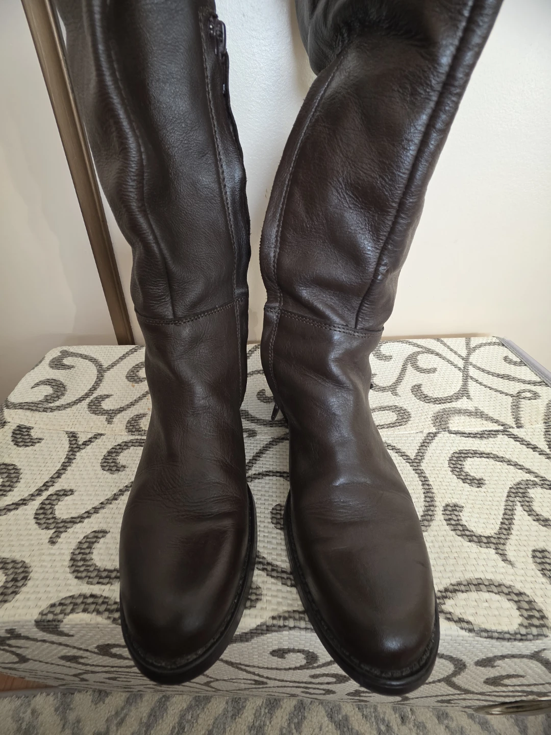 Brown Leather Knee-High Boots